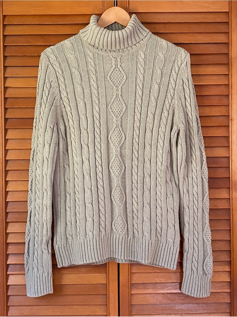 Vintage Croft & Barrow Sweater Women's Size Medium Cable Knit Green Turtleneck